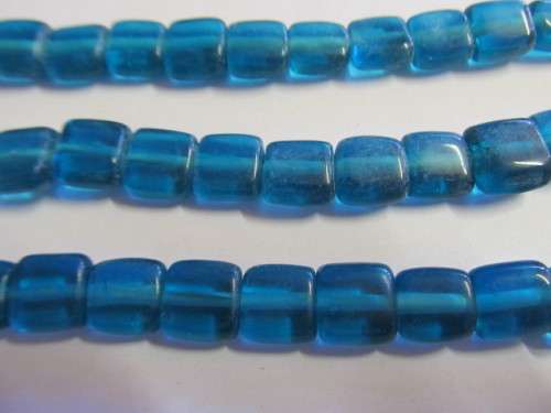Glass Beads, Indian Beads, Cubes, Teal, 10mm, ±20pc