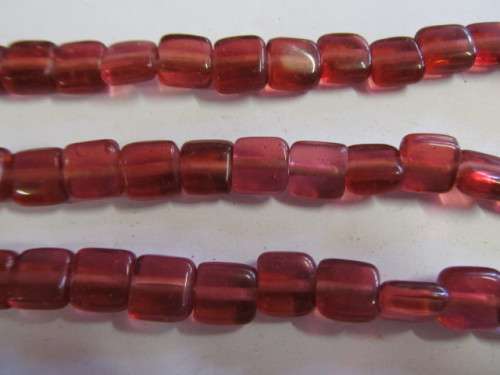 Glass Beads, Indian Beads, Cubes, Vivid Burgundy, 10mm, ±20pc