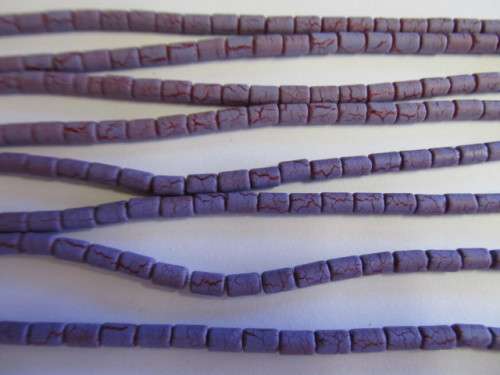 Glass Beads, Fancy, Tube, Vulcano Beads, Purple, 6mm x 4mm, ±35pc