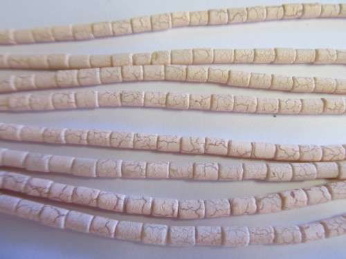 Glass Beads, Fancy, Tube, Vulcano Beads, Light Pink, 6mm x 4mm, ±35pc