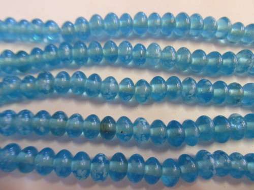 Glass Beads, Fancy, Indian Beads, Rondelle, Turquoise, 6mm x 11mm, ±20pc