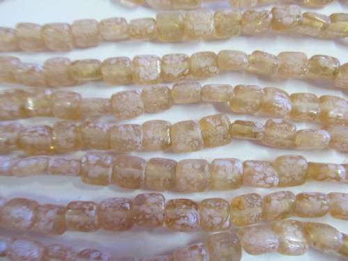 Glass Beads, Fancy, Indian Beads, Flat Cube, Light Pink, 10mm, ±20pc