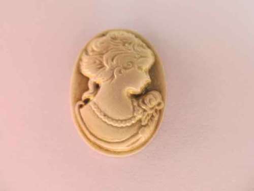 Cobachon, Oval Cameo, Brown With Beige, 24mm x 16mm, 1pc