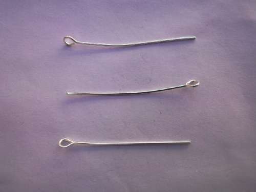 Findings, Eyepin, Silver, 40mm, ±50pc