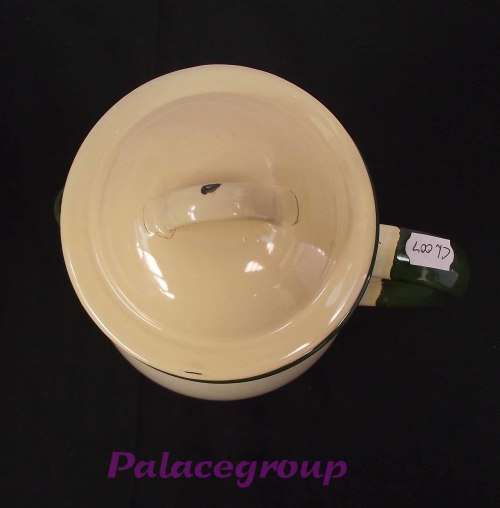 Enamel Jug, Cream With Green Trim, 1.25lt, Not Been Used