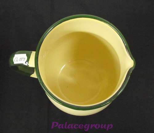 Enamel Jug, Cream With Green Trim, 1.25lt, Not Been Used