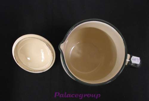 Enamel Jug, Cream With Green Trim, 1.25lt, Not Been Used