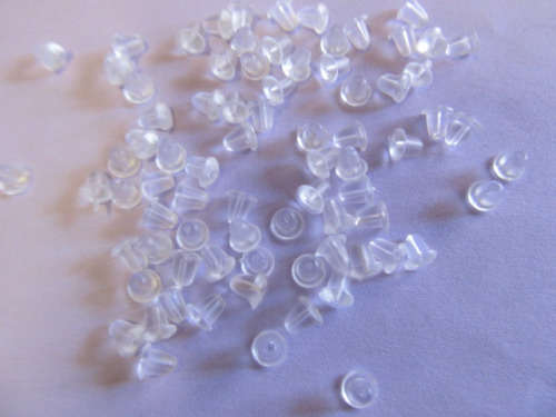 Earring, Plastic, Bullet Clutch, White, ±50pc
