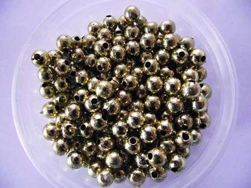 Beads, Acrylic, Round, Gold, 6mm, ±50 pc