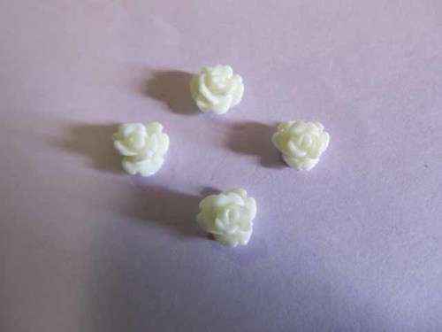 Flower, No Hole, Acrylic Rose, Cream, 7mm, 5pc