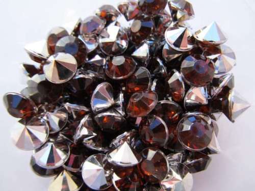 Rhinestones, Pointed, Brown, 8mm, ±50pc