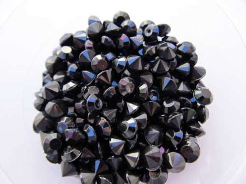 Rhinestones, Pointed, Black, 6mm, ±75pc