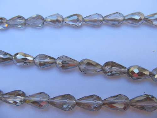 Chinese Crystal Beads, Glass, Teardrop, Grey, 16mm x 10mm, 8pc