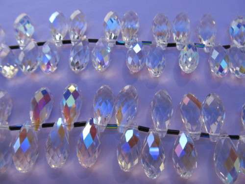 Chinese Crystal Beads, Glass, Teardrop, Clear AB, 20mm x 9mm, 4pc