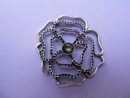 Pendant, Flower, Metal, Nickel, 40mm, 1pc
