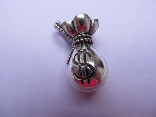 Pendant, Money Bag, Metal, Nickel Colour, 35mm, 1pc