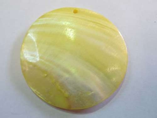 Pendant, Shell, Round, Yellow, 60mm, 1pc