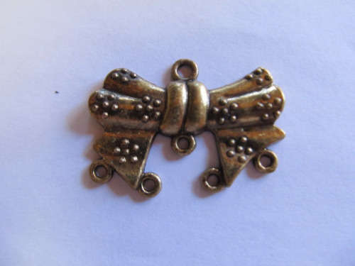 Pendant, Bow, Metal, Bronze, 25mm x 35mm, 1pc