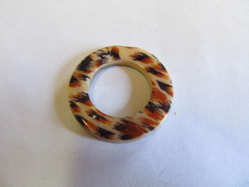 Pendant, Shell, Round, Autumn Colours, Hole Top To Bottom, 30mm, 1pc