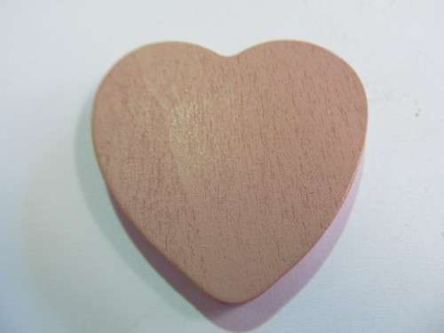 Pendant, Wood, Heart, Dusty Pink, Hole Top To Bottom, 40mm, 1pc