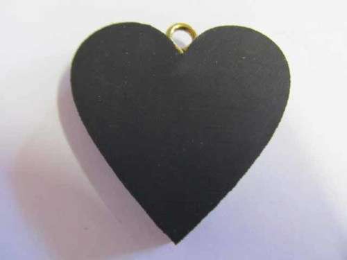 Pendant, Wood, Heart, Black, 41mm, 1pc