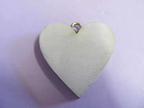 Pendant, Wood, Heart, White, 41mm, 1pc