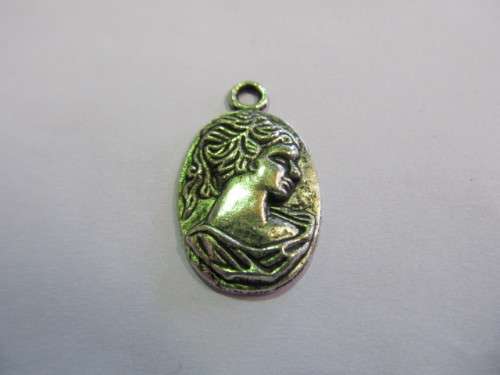 Pendant, Cameo, Metal, Nickel Colour, 29mm, 1pc