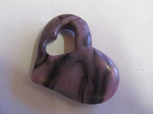 Pendant, Heart, Acrylic, Purple, 39mm, 1pc