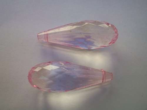 Acrylic Crystal Beads, Teardrop, Pink, 42mmx 15mm, 2pc