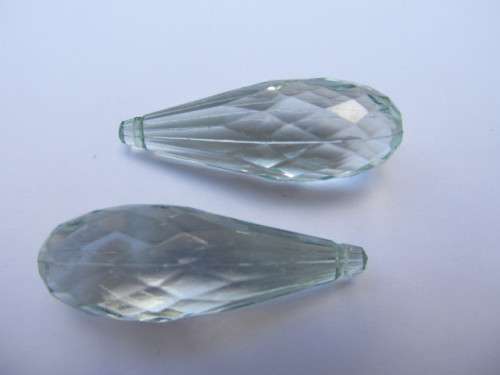 Acrylic Crystal Beads, Teardrop, Green, 42mmx 15mm, 2pc