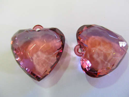 Acrylic Shapes, Heart, Wine Colour, 43mm, 2pc