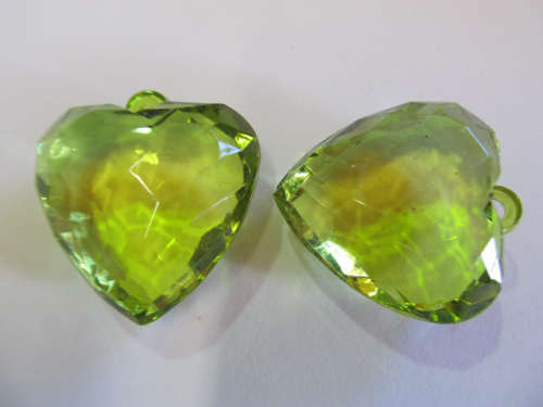 Acrylic Shapes, Heart, Green, 43mm, 2pc