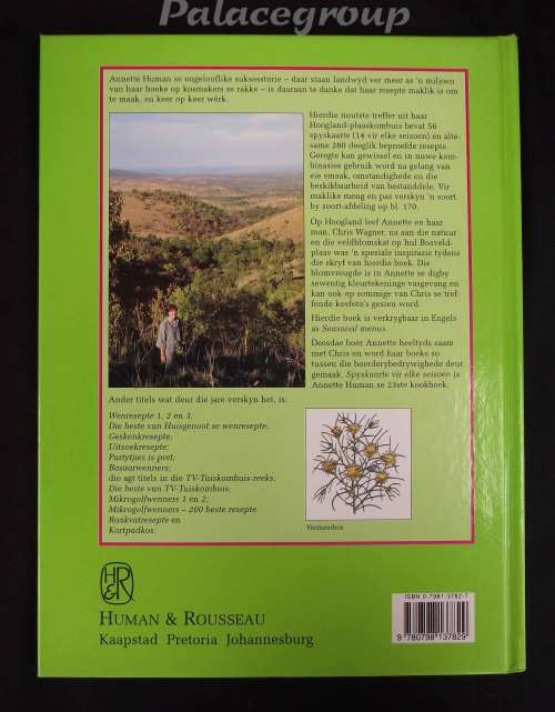Spyskaarte Vir Elke Seisoen, Annette Human, 56 Spyskaarte, 280 Resepte, 176 Bladsye, A4