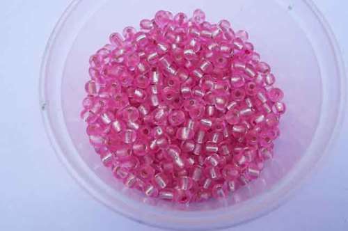 Glass Beads, Seedbeads, Silverlined, Pink, 13gr, 6/0