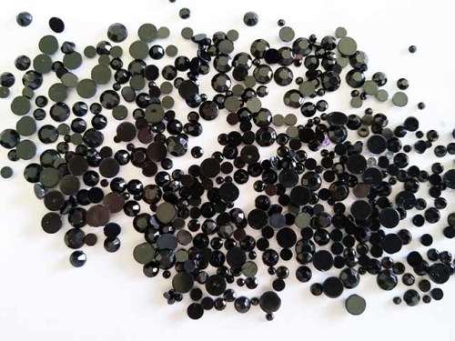 Rhinestones, Mixed Sizes, Black, ±100pc