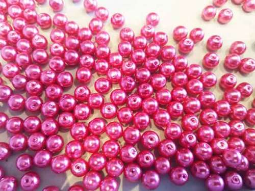 Glass Pearls, Dark Pink, 8mm, ±50pc