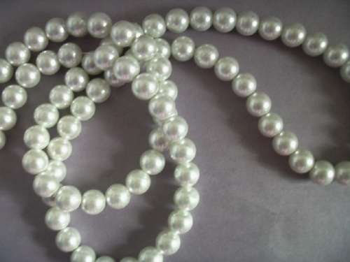 Glass Pearls, White, 10mm, ±40pc
