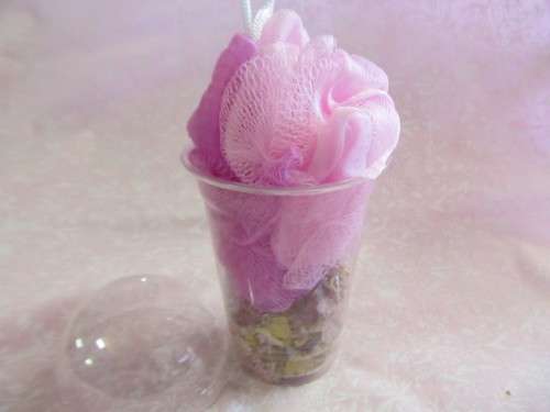 Bath Salt With Sponge, Pink, 1 Set