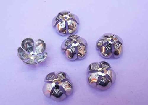 Findings, Bead Caps, Metal, Nickel Colour, 15mm, 8pc