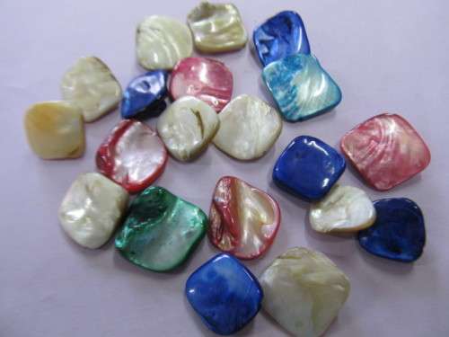 Shell Beads, Diagonal, Mixed Colours, ±14pc