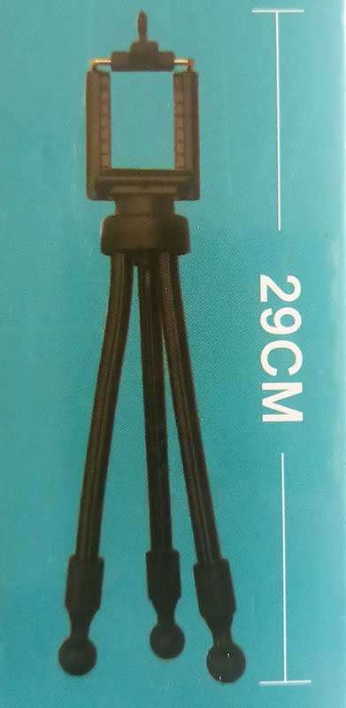 Mobile Phone Tripod, 29cm High, Black, Compatable With 99% Of Mobile Phones