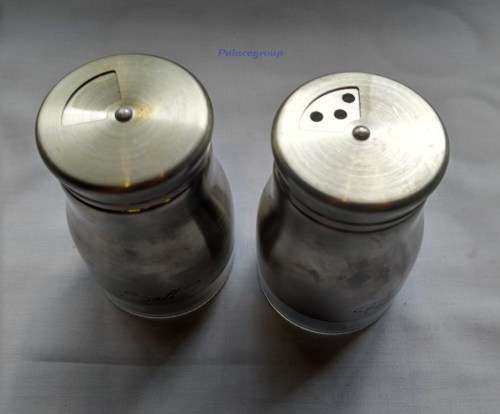 Salt And Pepper Shakers, Glass / Stainless Steel, Screw-on Lid, 95mm x 60mm, See Photo`s