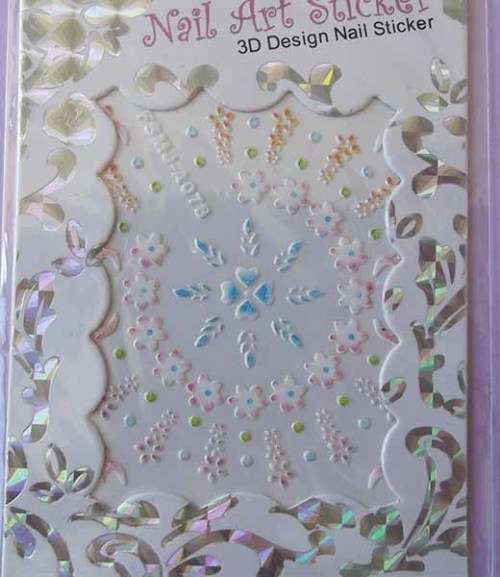 Nail Art Stickers, 3D Design, Multi Coloured, 1pc