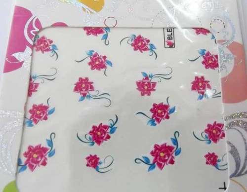 Nail Art Stickers, Pink With Blue, 1pc