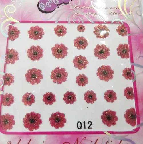 Nail Art Stickers, Metallic Pink, 1pc
