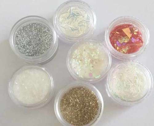 Nail Art, Glitter, Mixed Colours, 7pc, As Per Photo