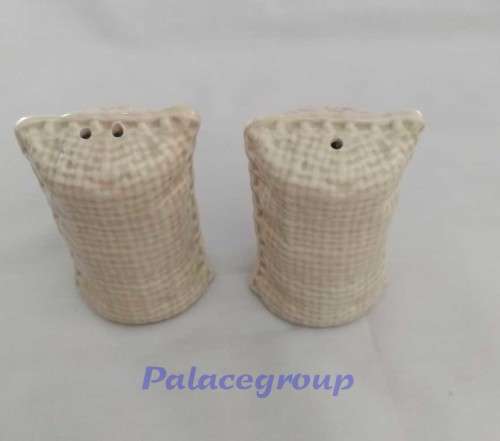 Salt And Pepper Shakers, Ceramic, Corn Bag Design, 90mm x 60mm, See Photo`s
