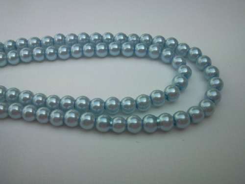 Glass Pearls, Shiny Blue, 6mm, ±70pc