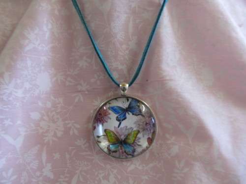 Mistique Necklace, Pendant On Turquoise Velvet Leather Cord, 45cm, 1pc