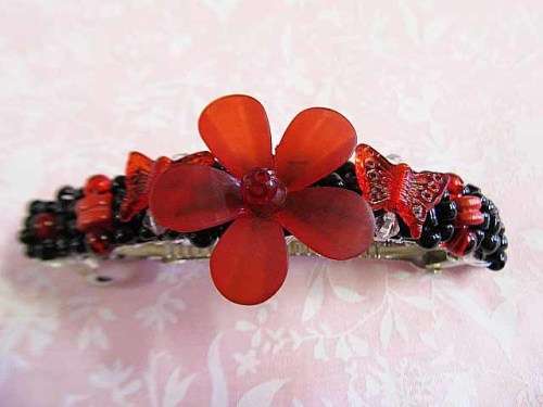 Mistique Other, Hair Clip, Red And Black, 90mm, 1pc